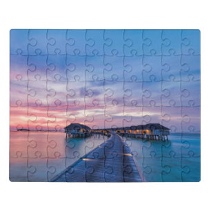 Tropical Beaches Maldives Bungalows Jigsaw Puzzle