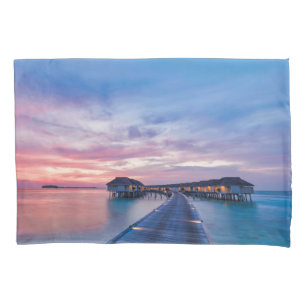 Tropical Beaches Maldives Bungalows Pillow Case