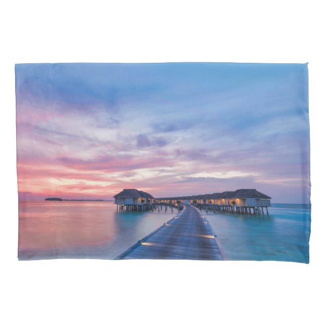 Tropical Beaches | Maldives Bungalows Pillow Case (Front)