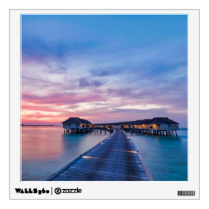 Tropical Beaches   Maldives Bungalows Wall Decal