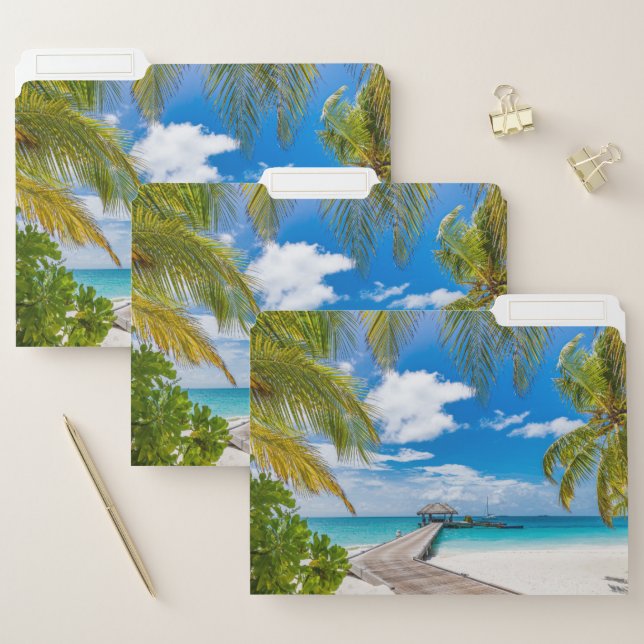 Tropical Beaches | Maldives Island Wooden Jetty File Folder (Set)