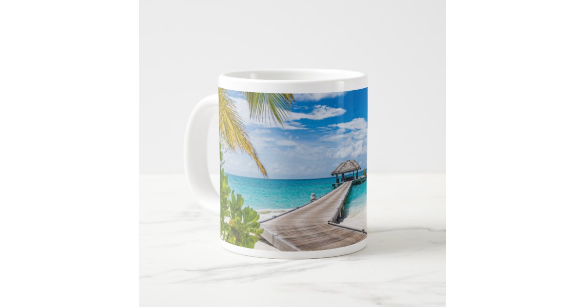 Tropical Beaches  Maldives Island Wooden Jetty Giant Coffee Mug
