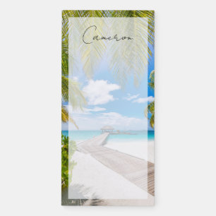 Tropical Beaches Maldives Island Wooden Jetty Magnetic Notepad