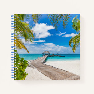 Tropical Beaches Maldives Island Wooden Jetty Notebook