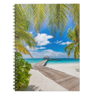 Tropical Beaches Maldives Island Wooden Jetty Notebook