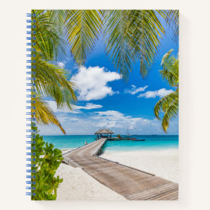 Tropical Beaches Maldives Island Wooden Jetty Notebook