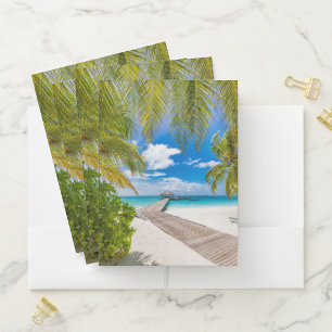 Tropical Beaches   Maldives Island Wooden Jetty Pocket Folder