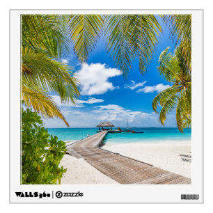 Tropical Beaches Maldives Island Wooden Jetty Wall Decal
