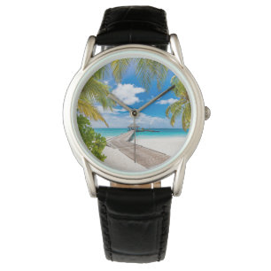 Tropical Beaches Maldives Island Wooden Jetty Watch
