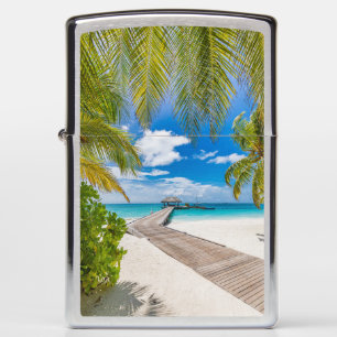Tropical Beaches Maldives Island Wooden Jetty Zippo Lighter