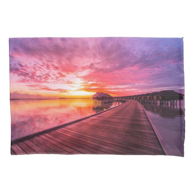 Tropical Beaches |  Maldives Sunset Pillow Case (Front)