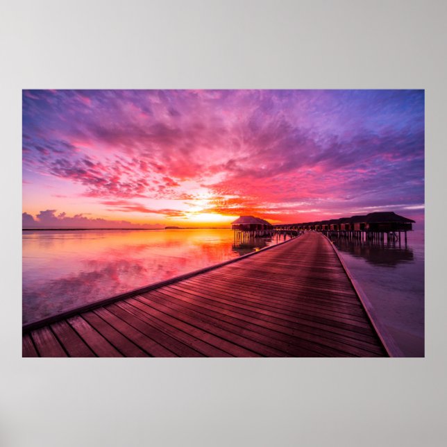 Tropical Beaches |  Maldives Sunset Poster (Front)