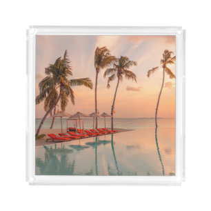 Tropical Beaches Maldives Tropical Beach & Pool Acrylic Tray