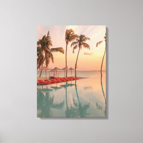 Tropical Beaches  Maldives Tropical Beach  Pool Canvas Print