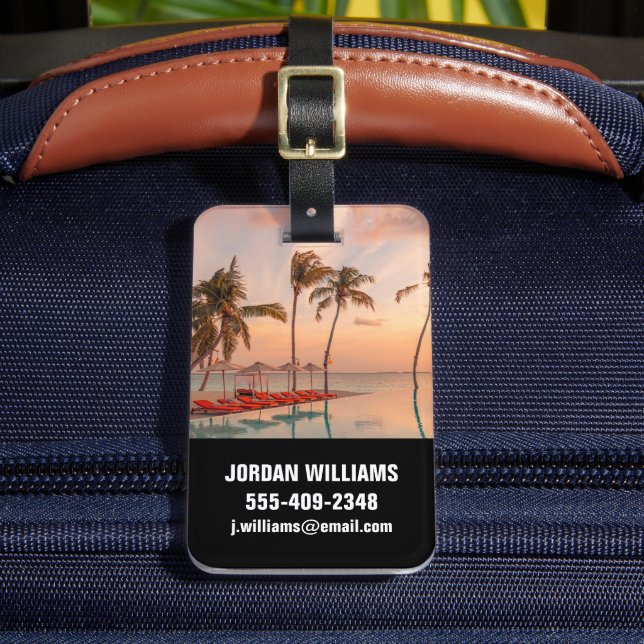 Tropical Beaches | Maldives Tropical Beach & Pool Luggage Tag (Front Insitu 2)