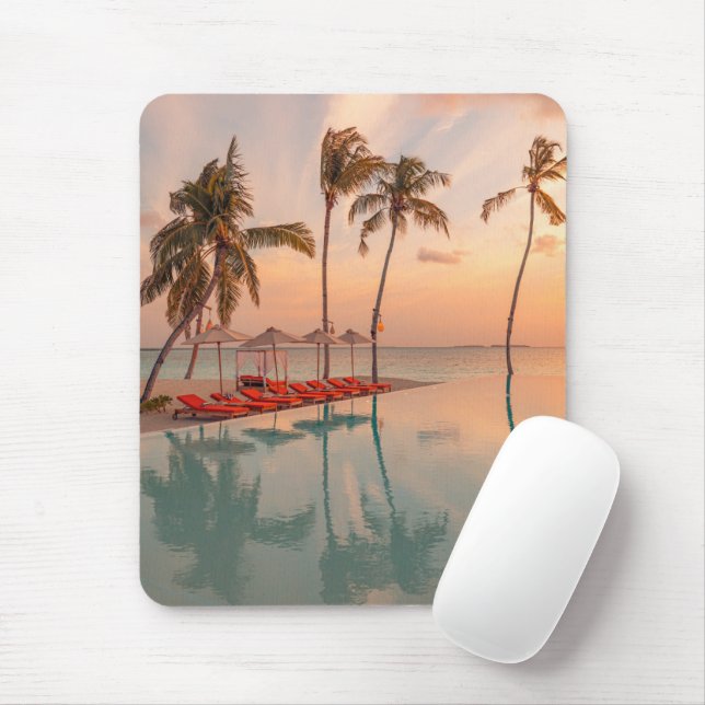 Tropical Beaches | Maldives Tropical Beach & Pool Mouse Pad (With Mouse)