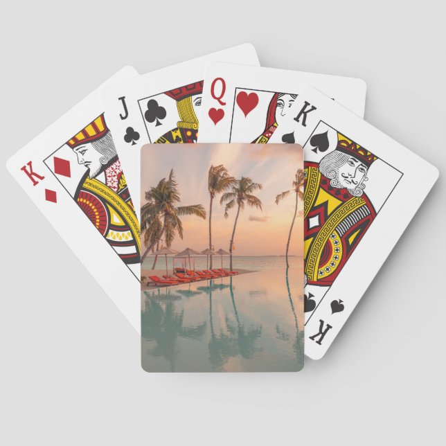 Tropical Beaches | Maldives Tropical Beach & Pool Poker Cards (Back)