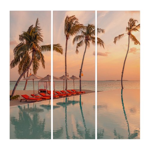 Tropical Beaches  Maldives Tropical Beach  Pool Triptych