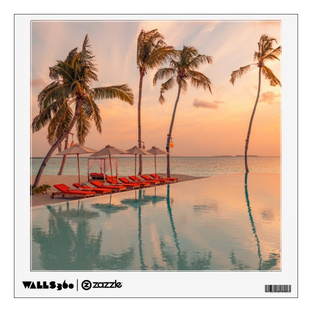 Tropical Beaches | Maldives Tropical Beach & Pool Wall Decal (Front)