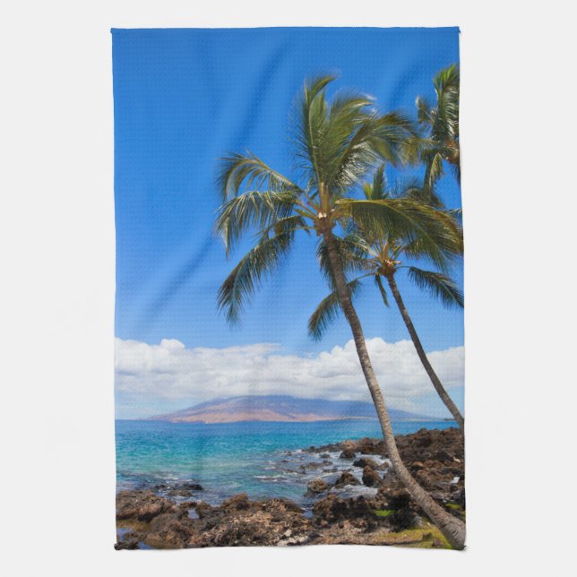 Tropical Beaches | Maui Hawaii Island Kitchen Towel (Vertical)
