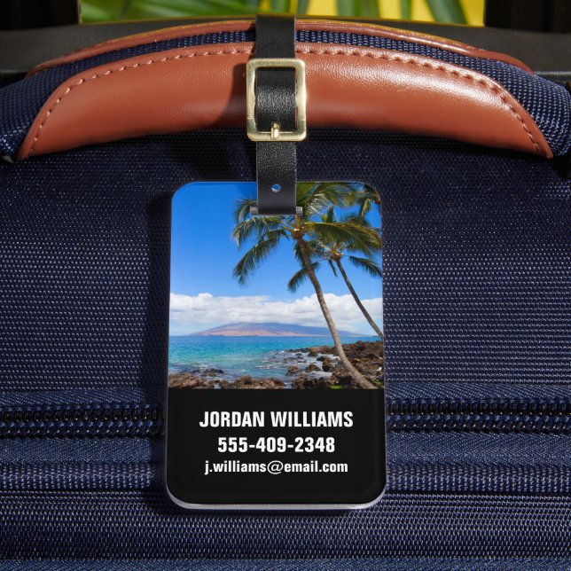 Tropical Beaches | Maui Hawaii Island Luggage Tag (Front Insitu 2)