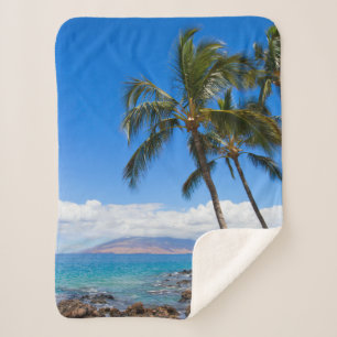 Tropical Beaches Maui Hawaii Island Sherpa Blanket