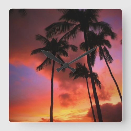 Tropical Beaches  Maui Hawaii Islands Square Wall Clock