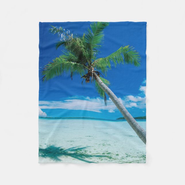 Tropical Beaches | Motu Tofari Beach, Bora Bora Fleece Blanket (Front)