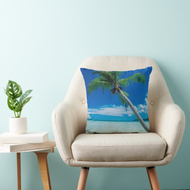 Tropical Beaches | Motu Tofari Beach, Bora Bora Throw Pillow (Chair)