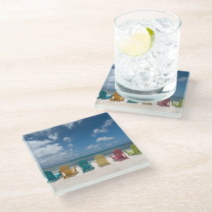 Tropical Beaches Palm Beach, Aruba Glass Coaster