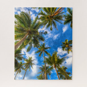 Tropical Beaches Palm Trees on Blue Sky Jigsaw Puzzle