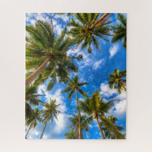 Tropical Beaches  Palm Trees on Blue Sky Jigsaw Puzzle