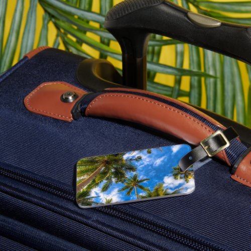 Tropical Beaches  Palm Trees on Blue Sky Luggage Tag