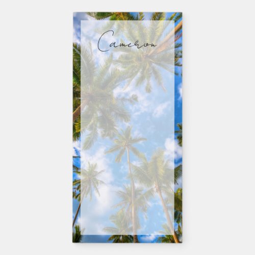 Tropical Beaches  Palm Trees on Blue Sky Magnetic Notepad