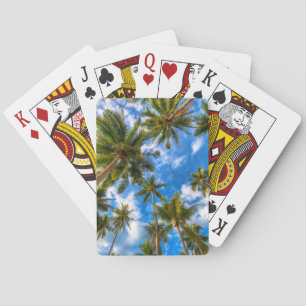 Tropical Beaches   Palm Trees on Blue Sky Poker Cards