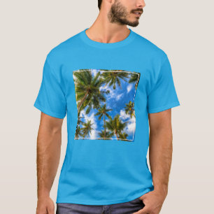 Tropical Beaches Palm Trees on Blue Sky T-Shirt