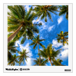 Tropical Beaches   Palm Trees on Blue Sky Wall Decal