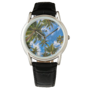 Tropical Beaches Palm Trees on Blue Sky Watch
