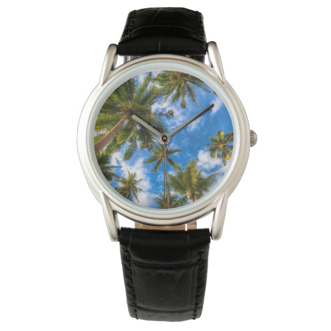 Tropical Beaches | Palm Trees on Blue Sky Watch (Front)