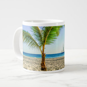 Tropical Beaches   Sailboat, Palm Tree, Aruba Giant Coffee Mug