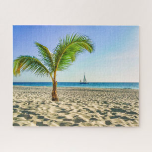 Tropical Beaches   Sailboat, Palm Tree, Aruba Jigsaw Puzzle