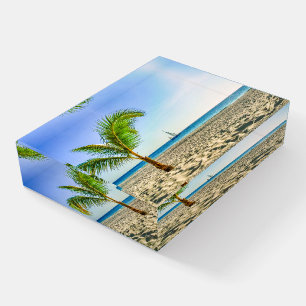 Tropical Beaches   Sailboat, Palm Tree, Aruba Paperweight