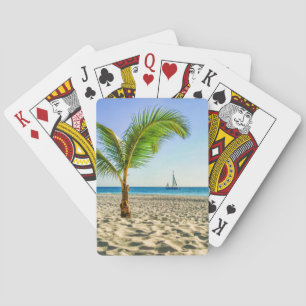 Tropical Beaches Sailboat, Palm Tree, Aruba Poker Cards
