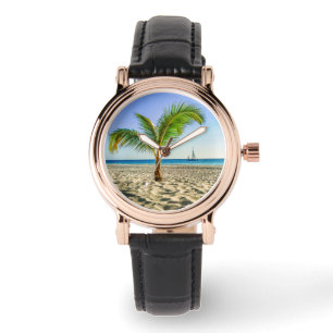 Tropical Beaches Sailboat, Palm Tree, Aruba Watch