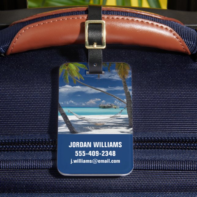 Tropical Beaches | Sandy Beach, Maldives Luggage Tag (Front Insitu 2)