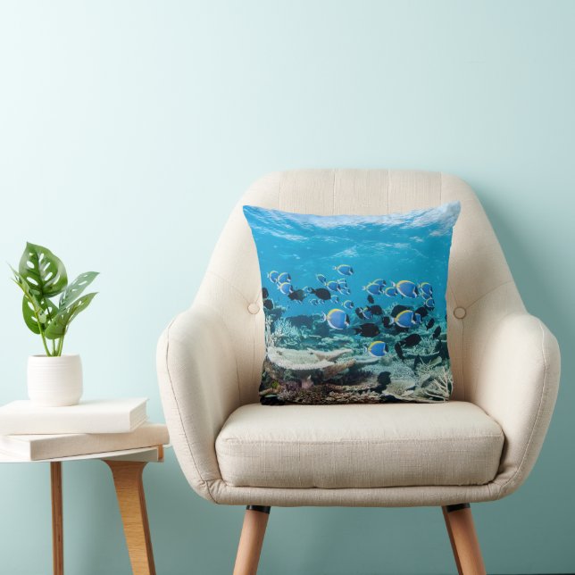 Tropical Beaches | Sturgeon Amongst Coral Throw Pillow (Chair)