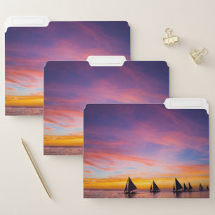 Tropical Beaches Sunset Sailboats, Phillipines File Folder