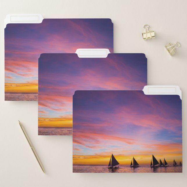 Tropical Beaches | Sunset Sailboats, Phillipines File Folder (Set)