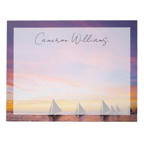 Tropical Beaches  Sunset Sailboats Phillipines Notepad