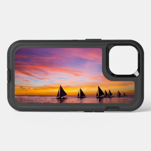 Tropical Beaches  Sunset Sailboats Phillipines iPhone 13 Case